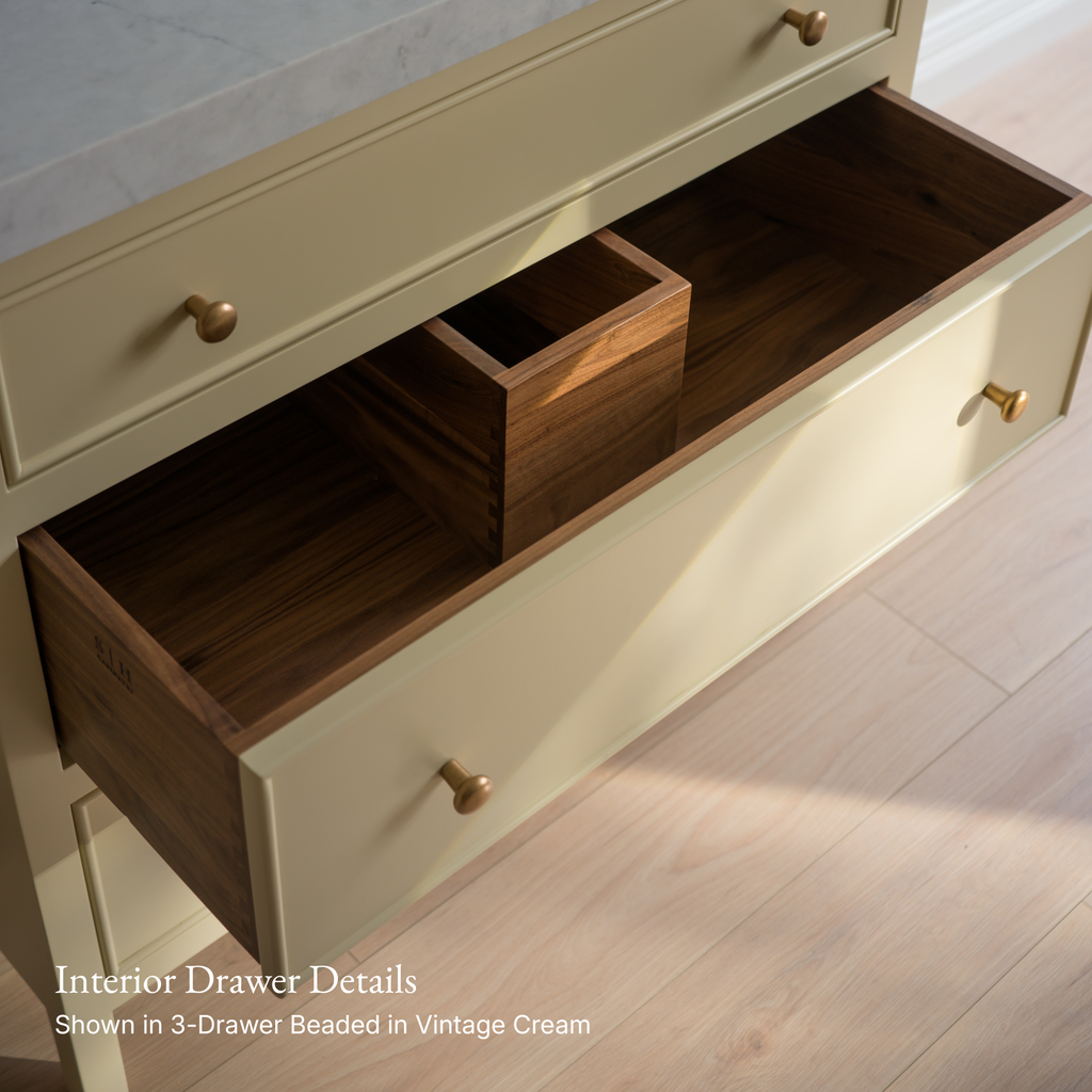 Paddington Vanity | Three-Drawer Style | Beaded Drawer Front - 63"