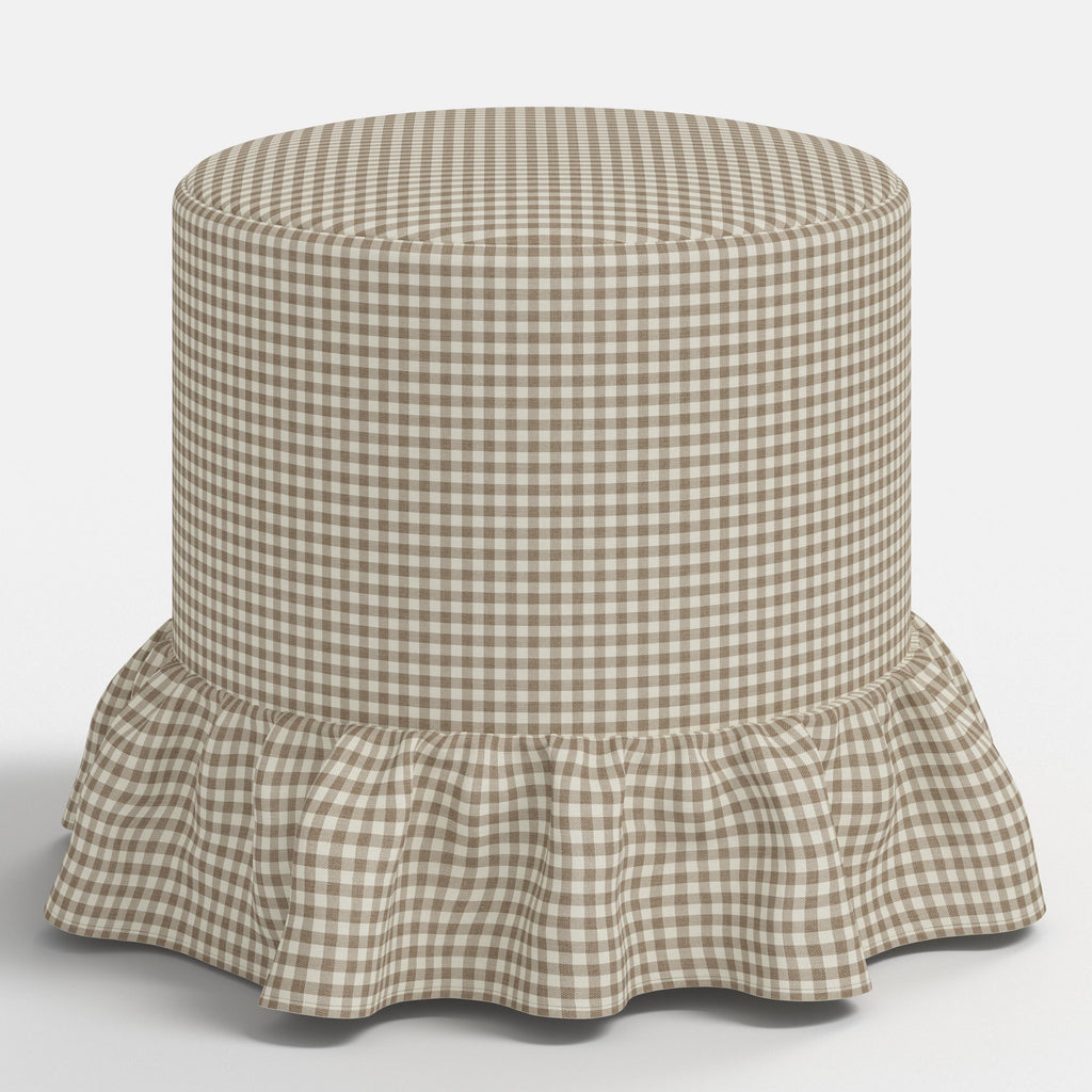 Bernadette Ottoman in Mini Gingham Burlap