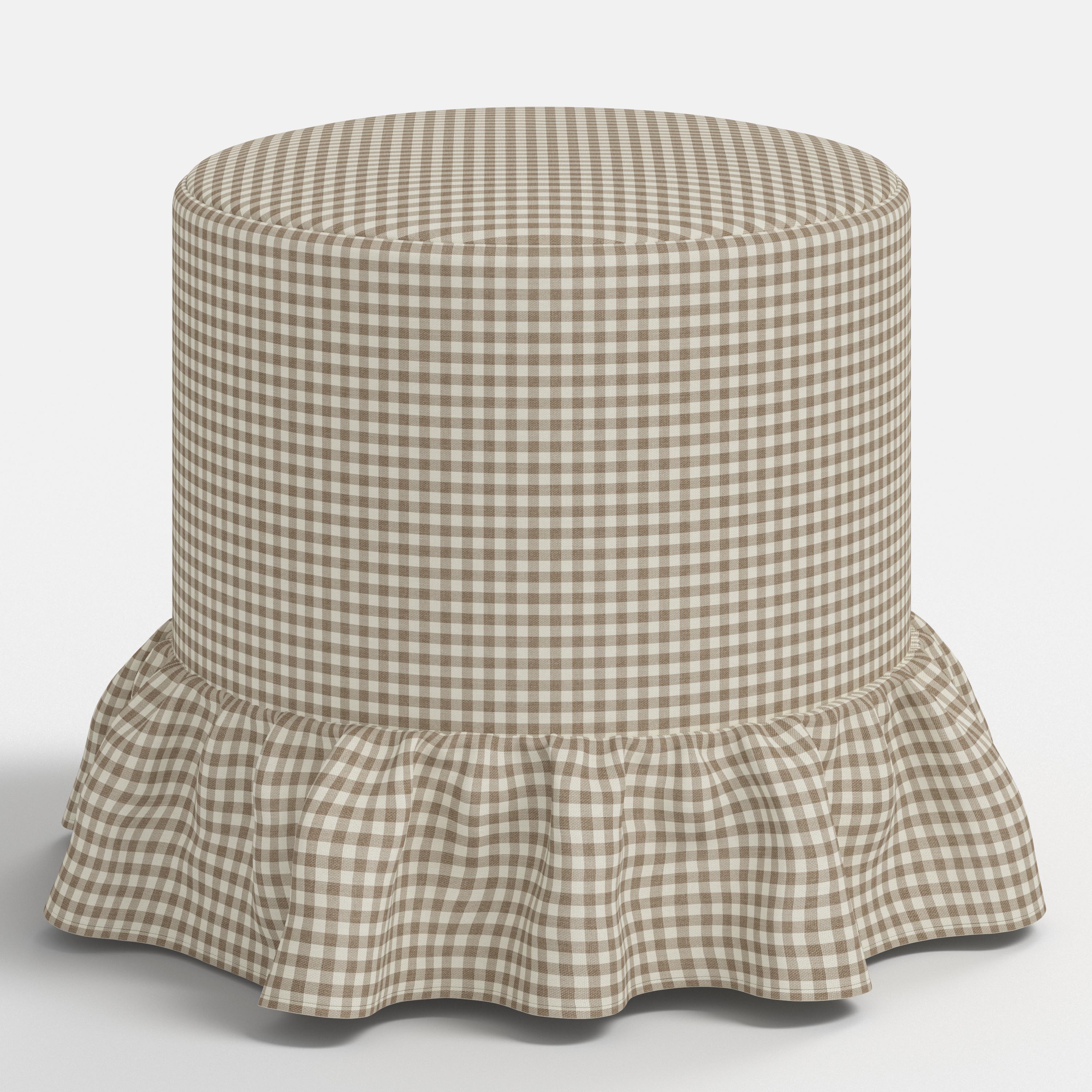 Bernadette Ottoman in Mini Gingham Burlap