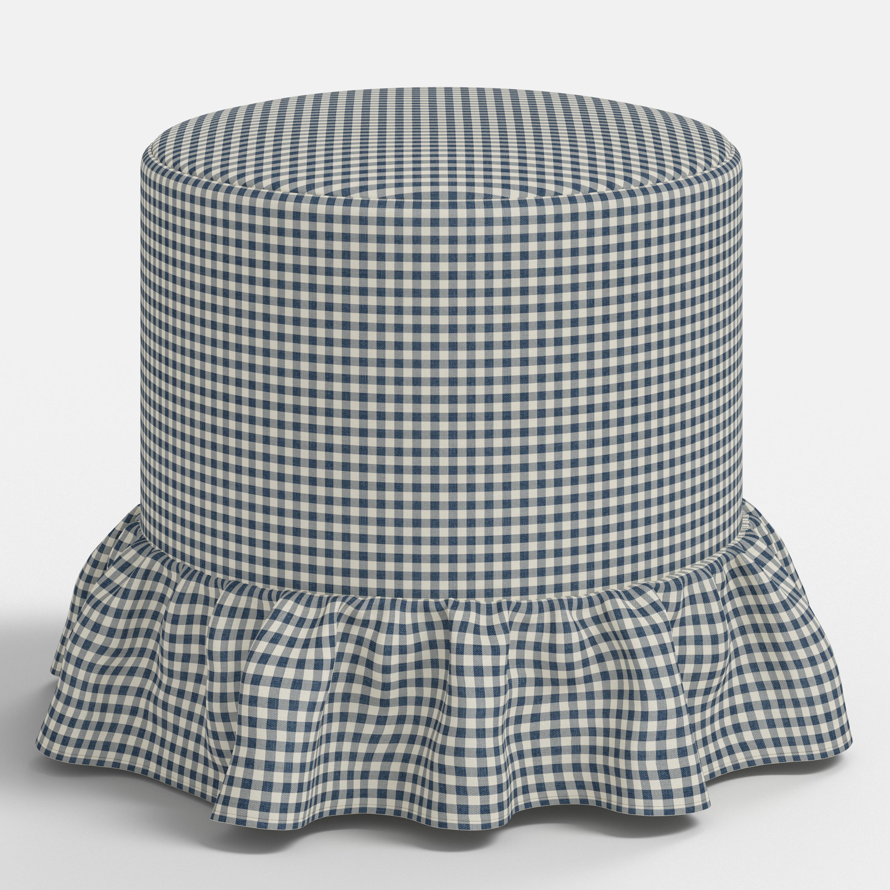 Bernadette Ottoman in Mini Gingham Denim