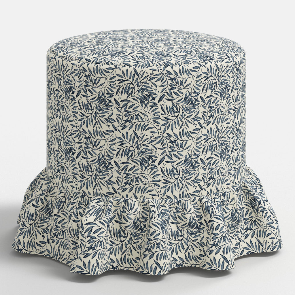 Bernadette Ottoman in Willow Vine Navy