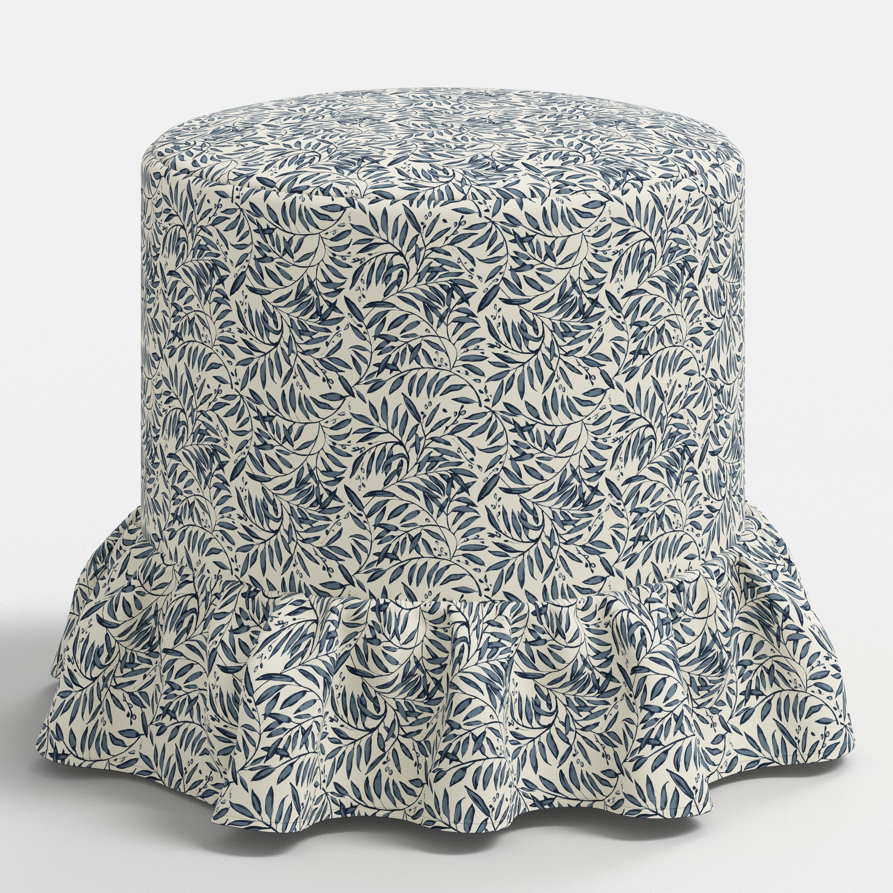Bernadette Ottoman in Willow Vine Navy