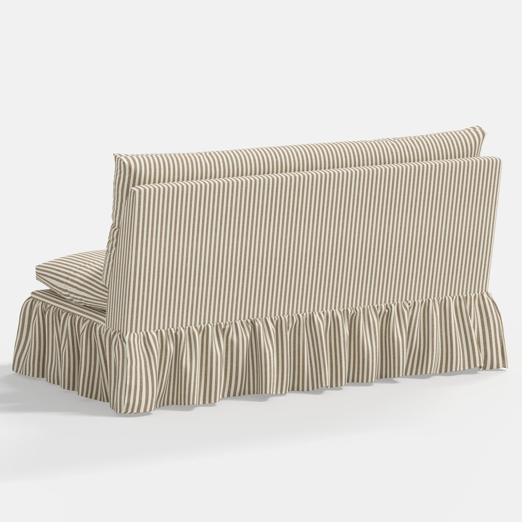 Thelma Settee in Jane Stripe Burlap