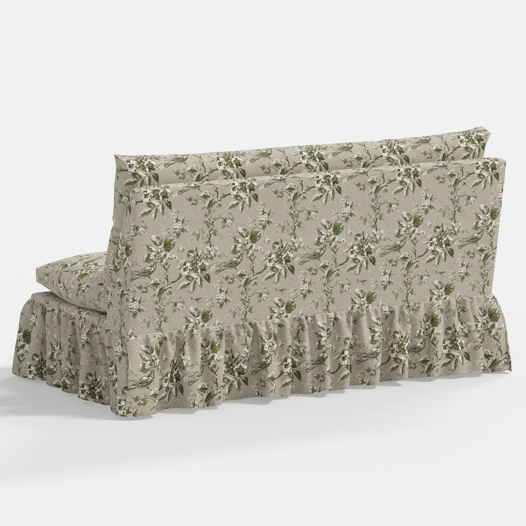 Thelma Settee in Michigan Bird Toile Olive