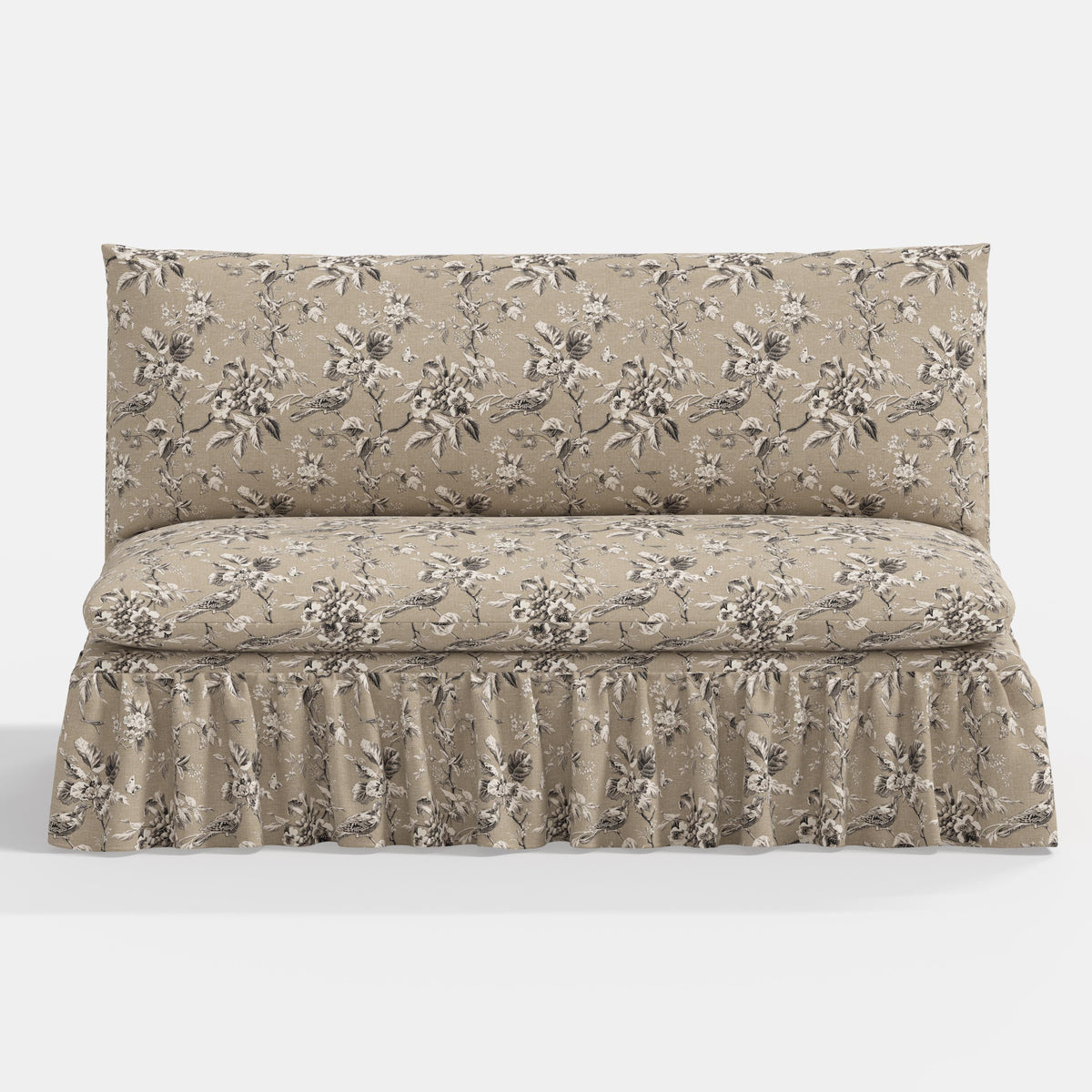 Thelma Settee in Michigan Bird Toile Sand