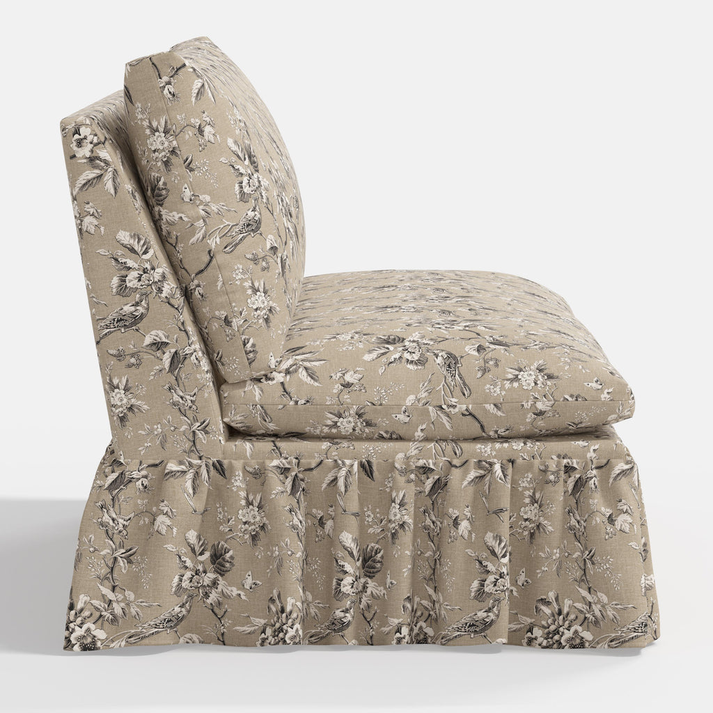 Thelma Settee in Michigan Bird Toile Sand
