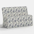 Lindy Slipcovered Dining Banquette in Michigan Bird Toile Navy