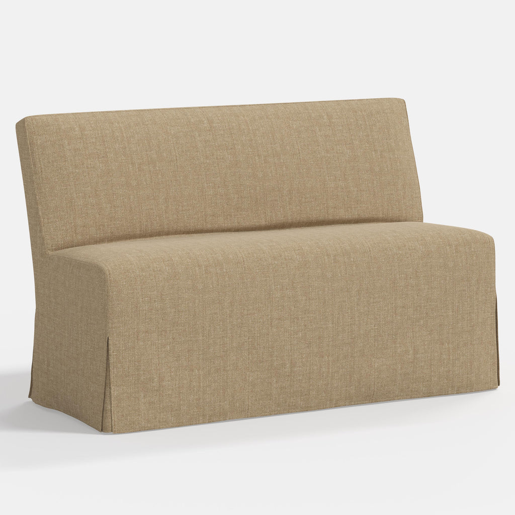 Lindy Slipcovered Dining Banquette in Relaxed Linen Burlap