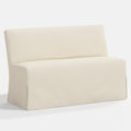 Lindy Slipcovered Dining Banquette in Relaxed Linen Cream