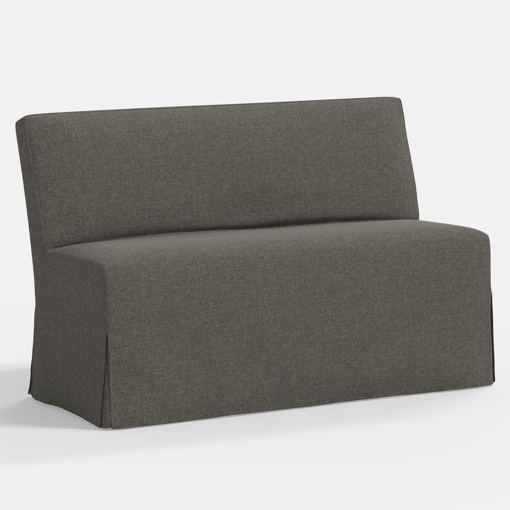 Lindy Slipcovered Dining Banquette in Textured Linen Charcoal