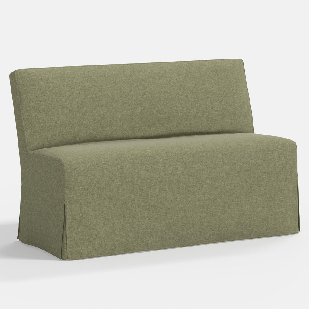 Lindy Slipcovered Dining Banquette in Textured Linen Laurel