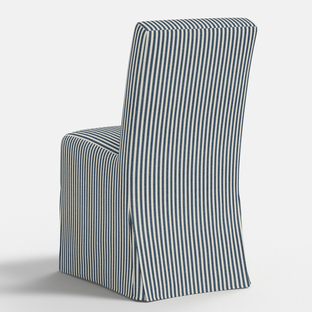 Lindy Slipcovered Dining Chair in Jane Stripe Denim