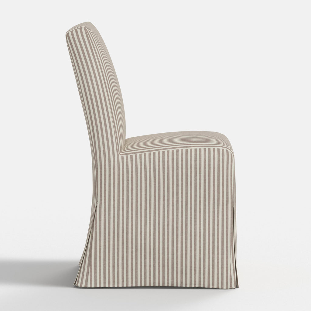 Lindy Slipcovered Dining Chair in Jane Stripe Mauve
