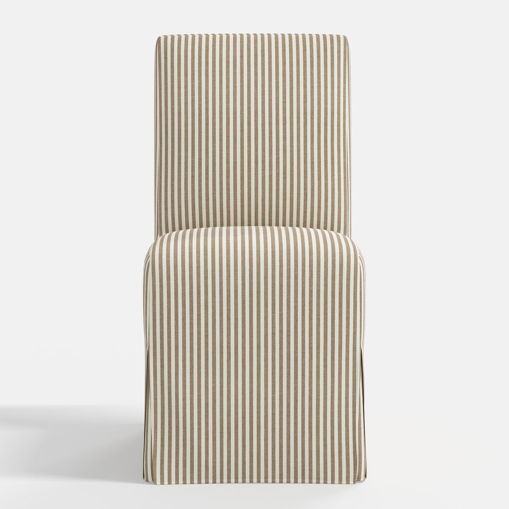 Lindy Slipcovered Dining Chair in Jane Stripe Burlap