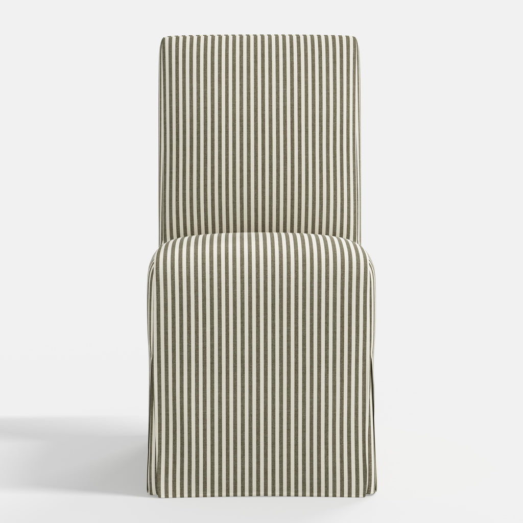 Lindy Slipcovered Dining Chair in Jane Stripe Laurel