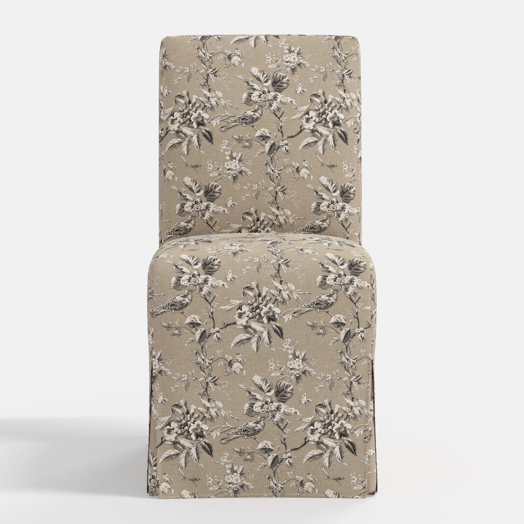 Lindy Slipcovered Dining Chair in Michigan Bird Toile Sand