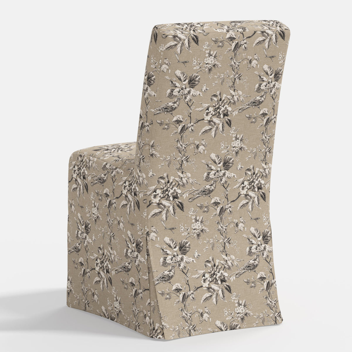 Lindy Slipcovered Dining Chair in Michigan Bird Toile Sand