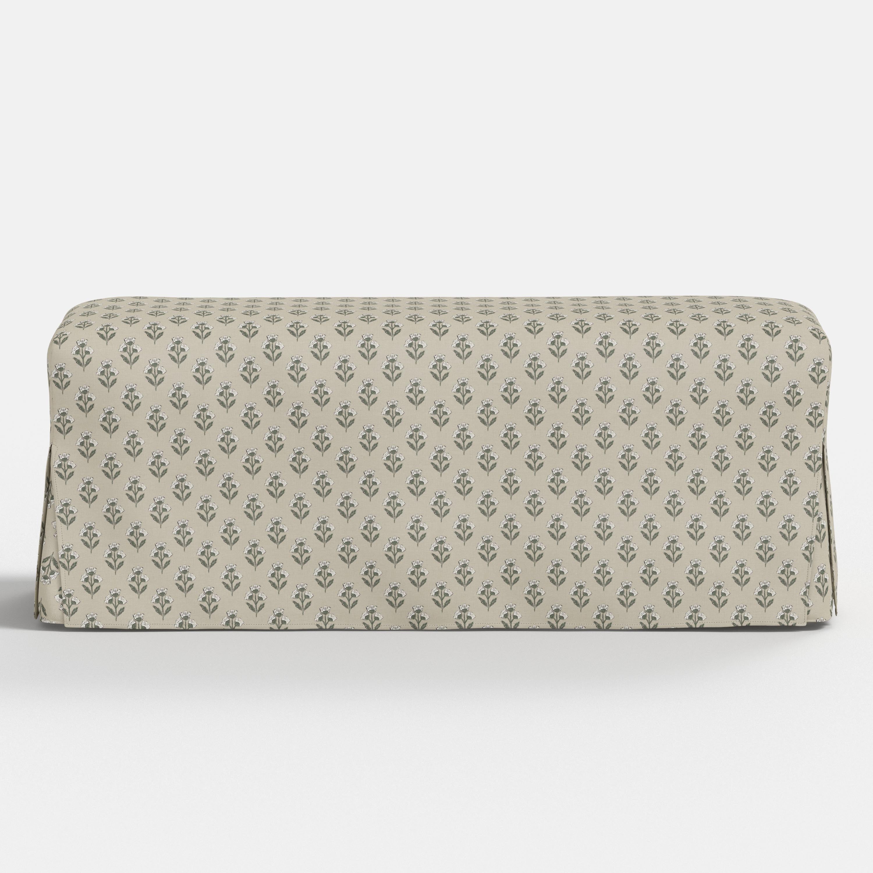 Lindy Slipcovered Dining Bench in Francie Sage