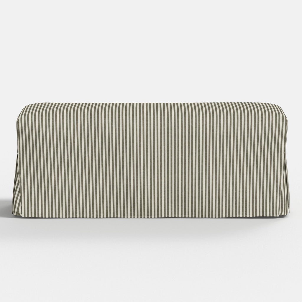 Lindy Slipcovered Dining Bench in Jane Stripe Laurel