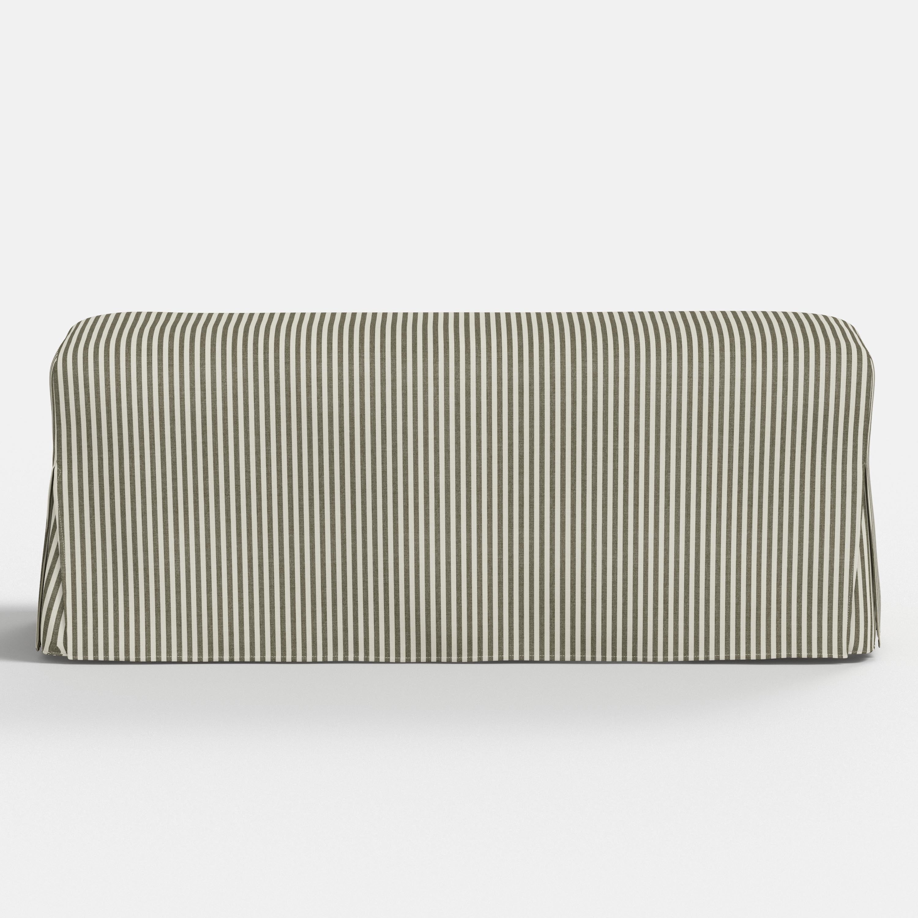 Lindy Slipcovered Dining Bench in Jane Stripe Laurel