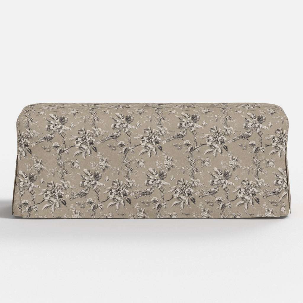 Lindy Slipcovered Dining Bench in Michigan Bird Toile Sand