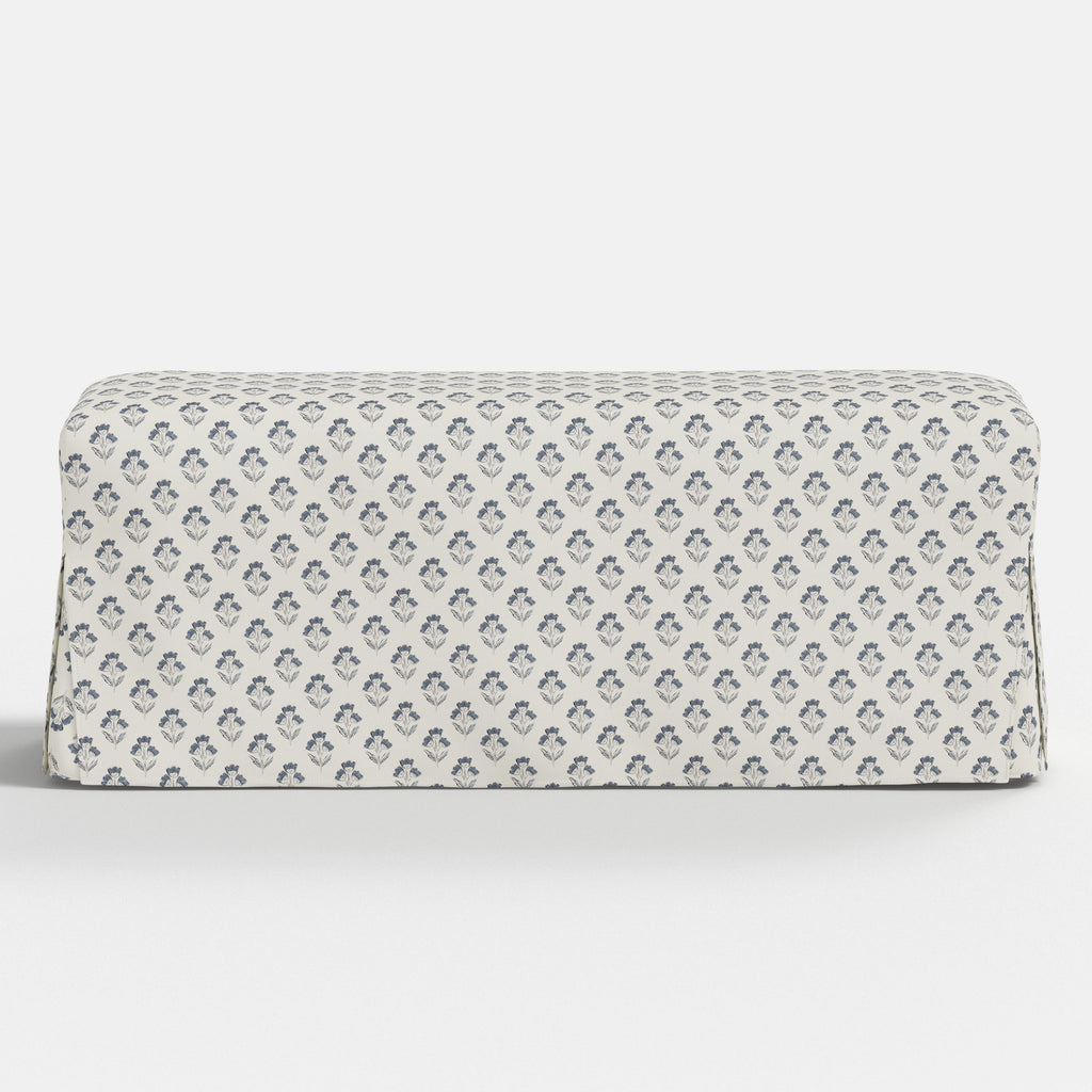 Lindy Slipcovered Dining Bench in Francie Blue