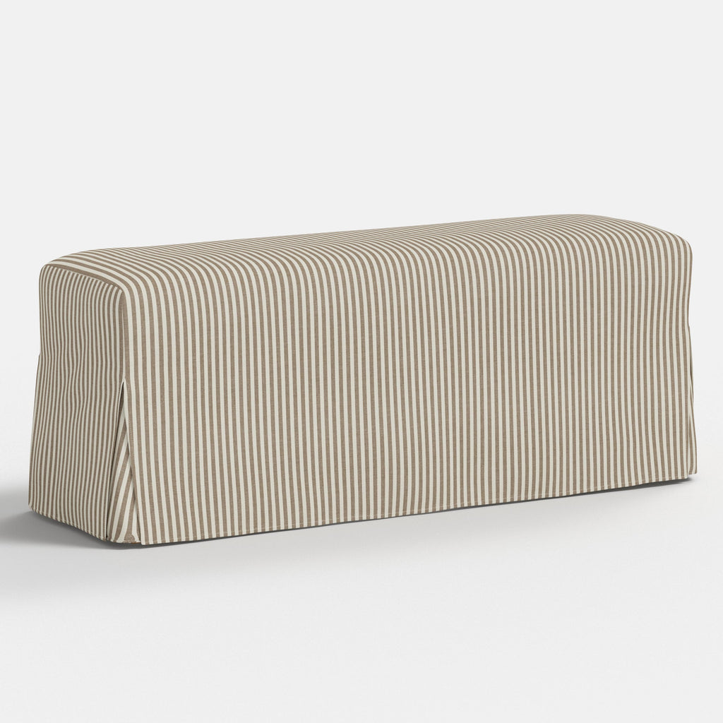 Lindy Slipcovered Dining Bench in Jane Stripe Burlap