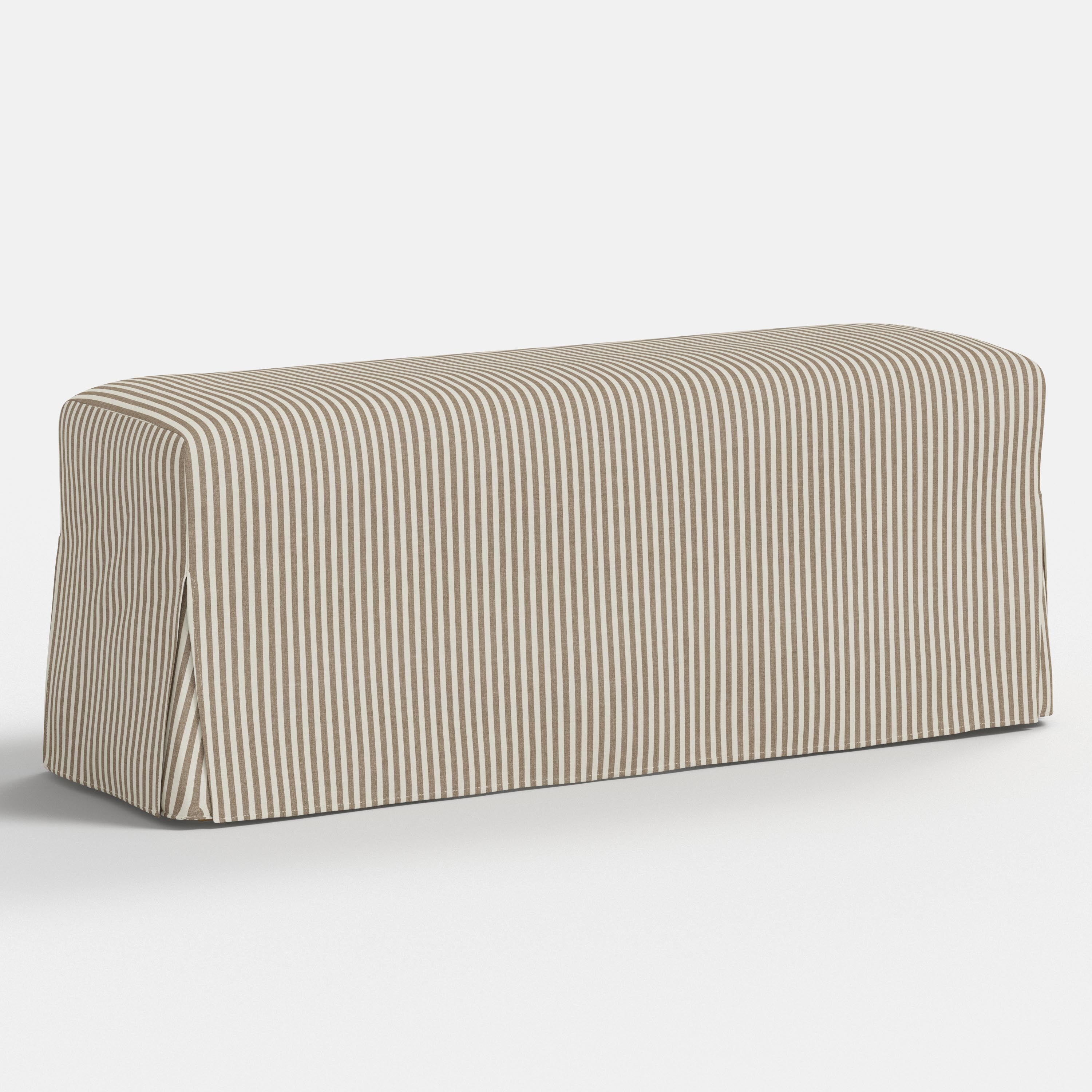 Lindy Slipcovered Dining Bench in Jane Stripe Burlap