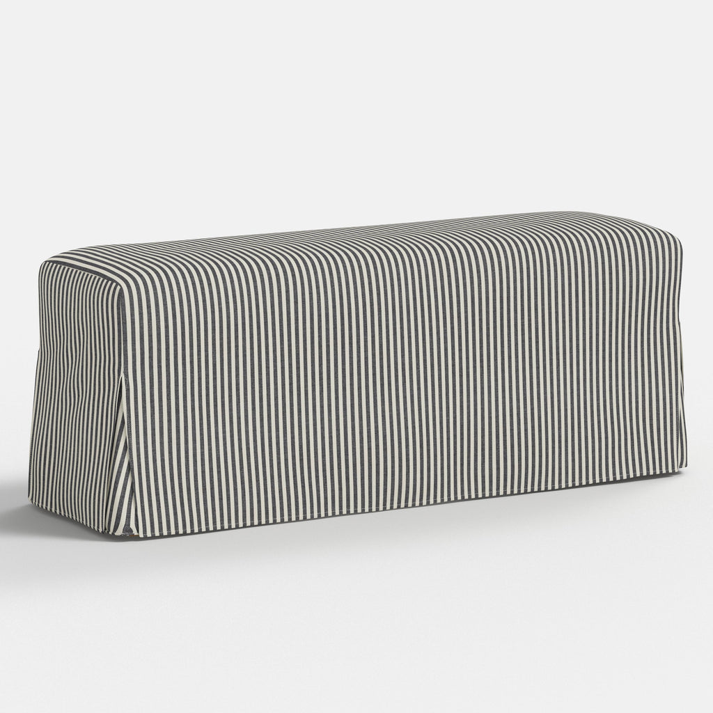 Lindy Slipcovered Dining Bench in Jane Stripe Denim