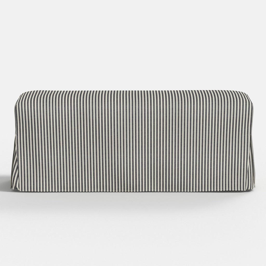 Lindy Slipcovered Dining Bench in Jane Stripe Denim
