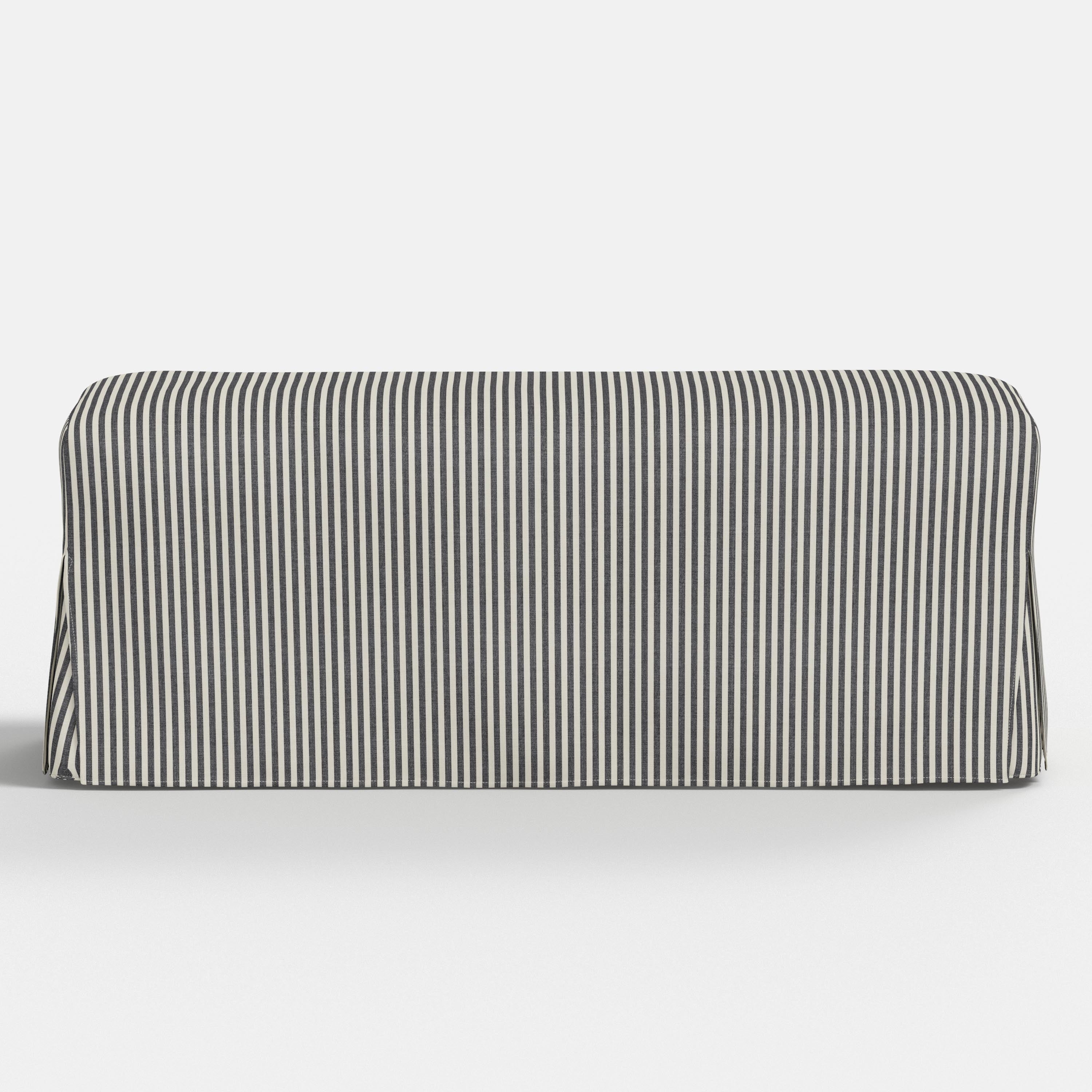 Lindy Slipcovered Dining Bench in Jane Stripe Denim