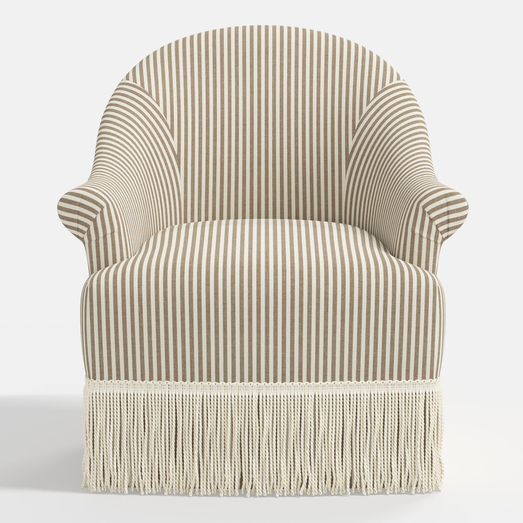 Marie Swivel Chair in Jane Stripe Burlap