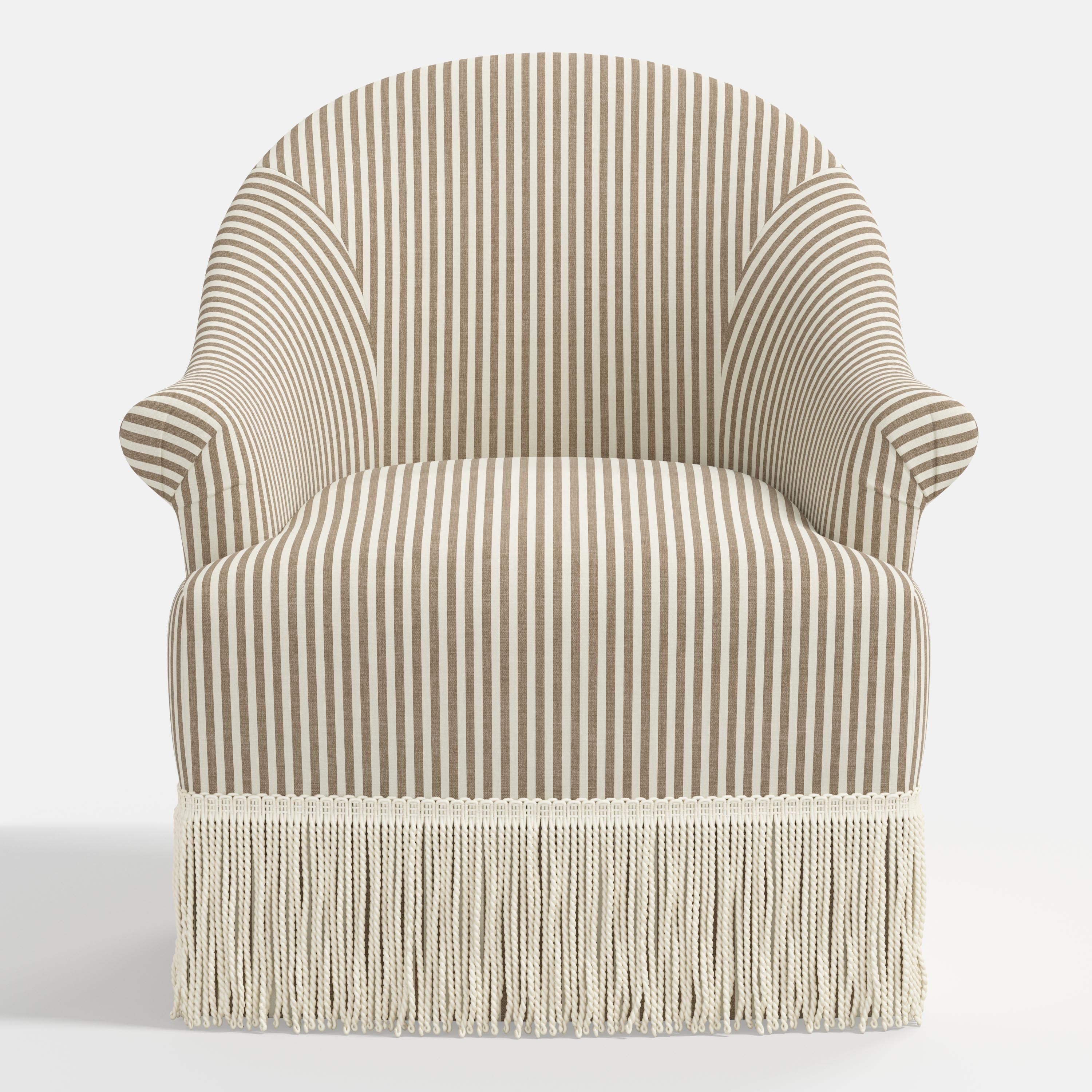 Marie Swivel Chair in Jane Stripe Burlap