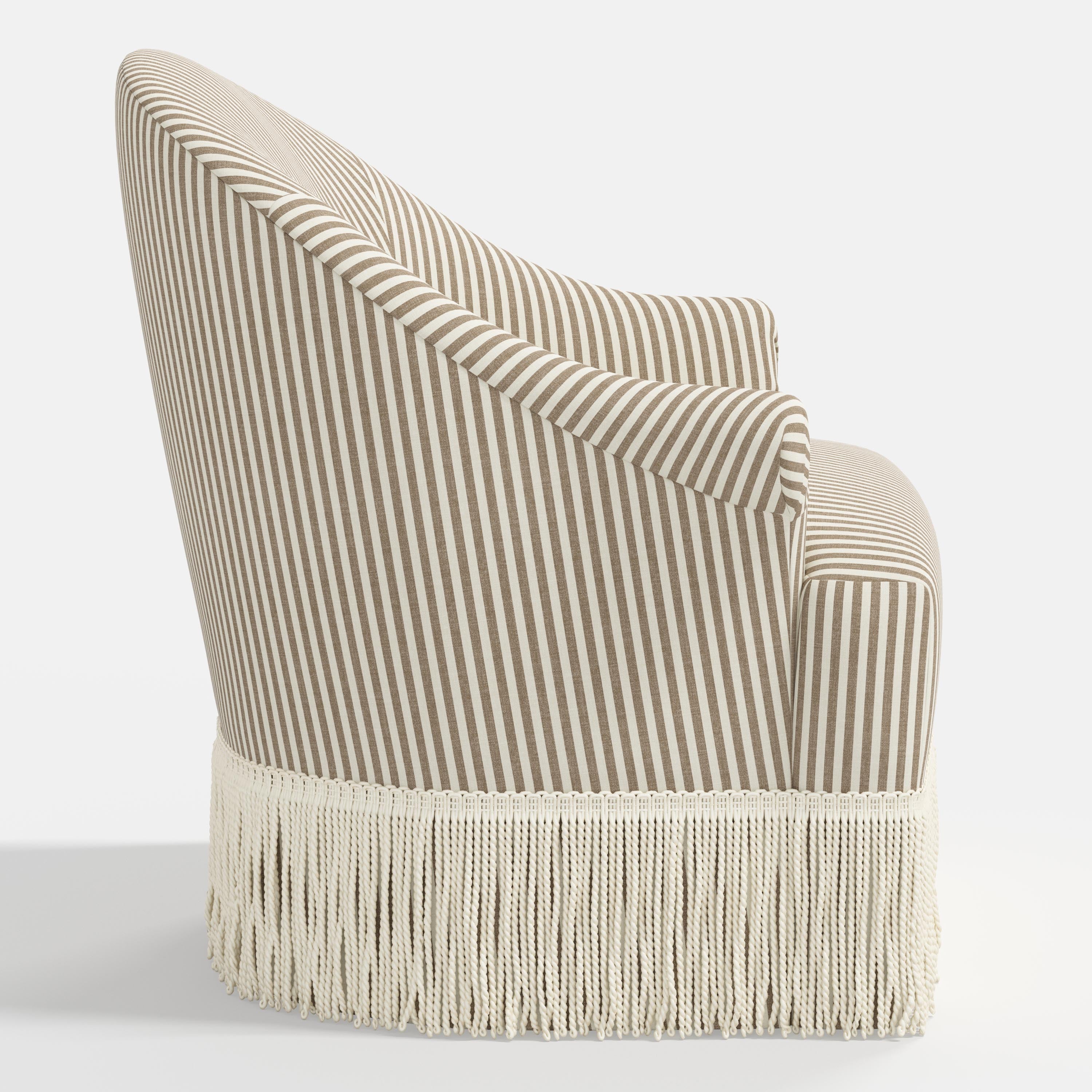 Marie Swivel Chair in Jane Stripe Burlap