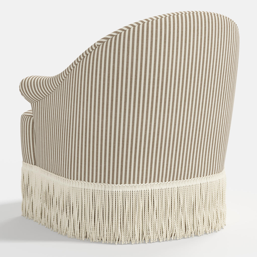 Marie Swivel Chair in Jane Stripe Burlap
