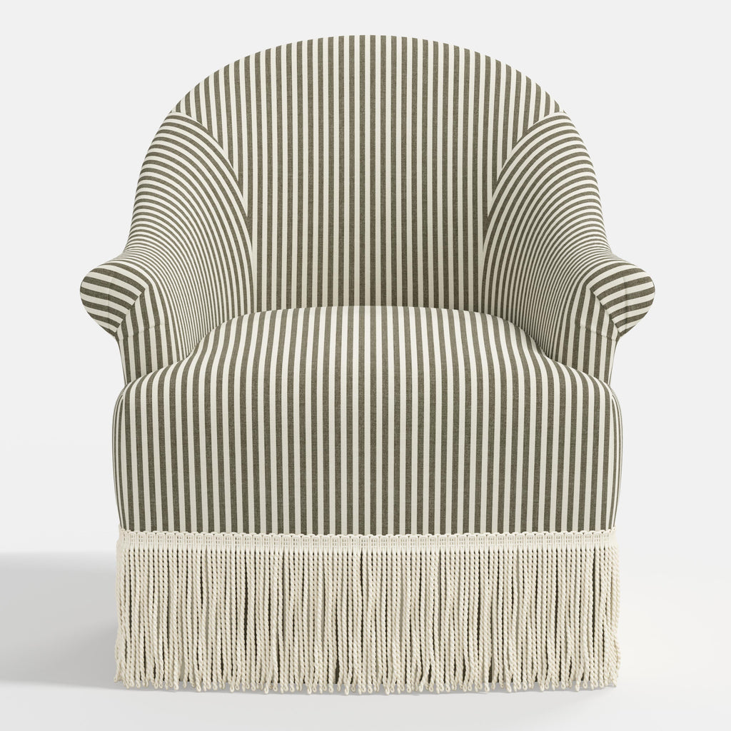 Marie Swivel Chair in Jane Stripe Laurel