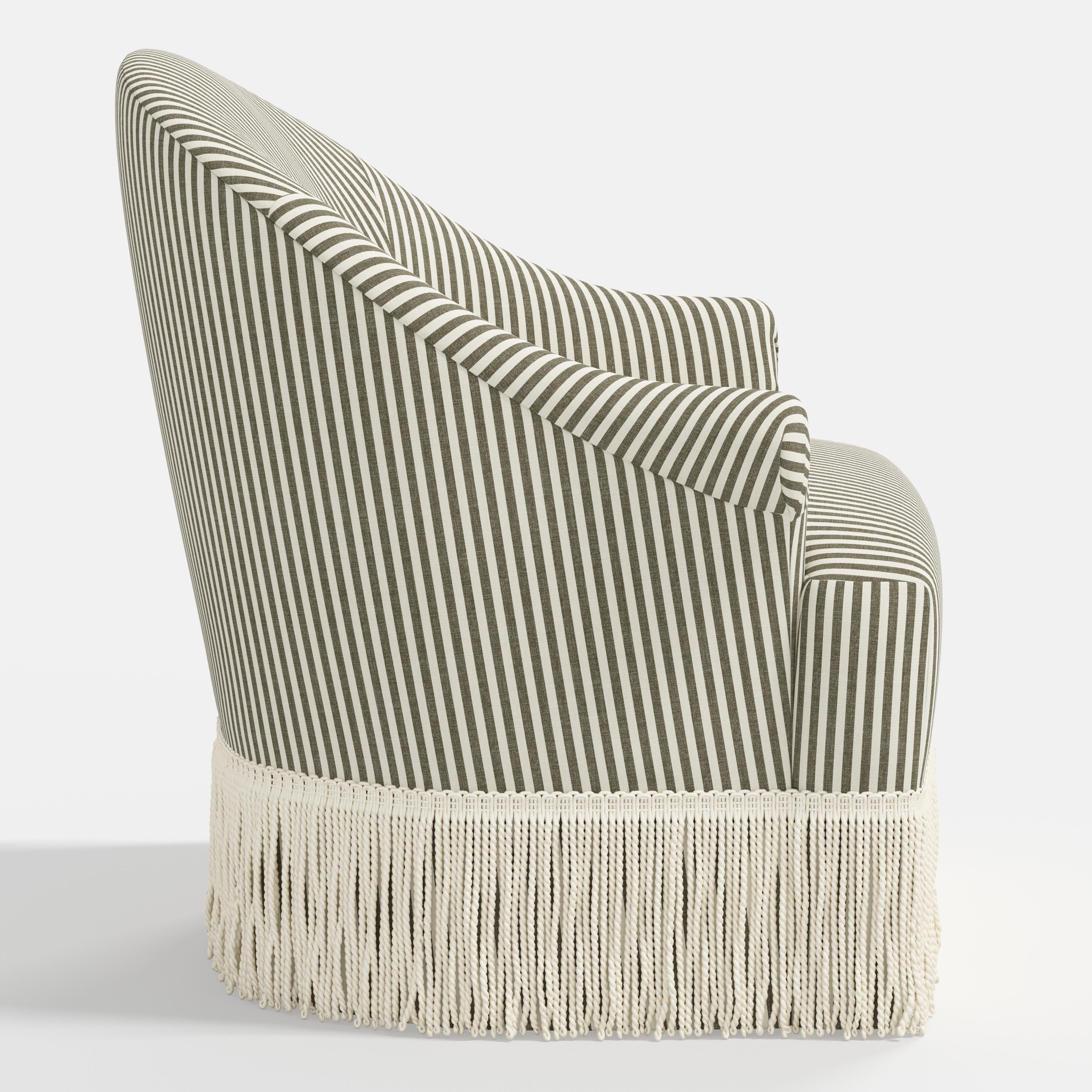 Marie Swivel Chair in Jane Stripe Laurel