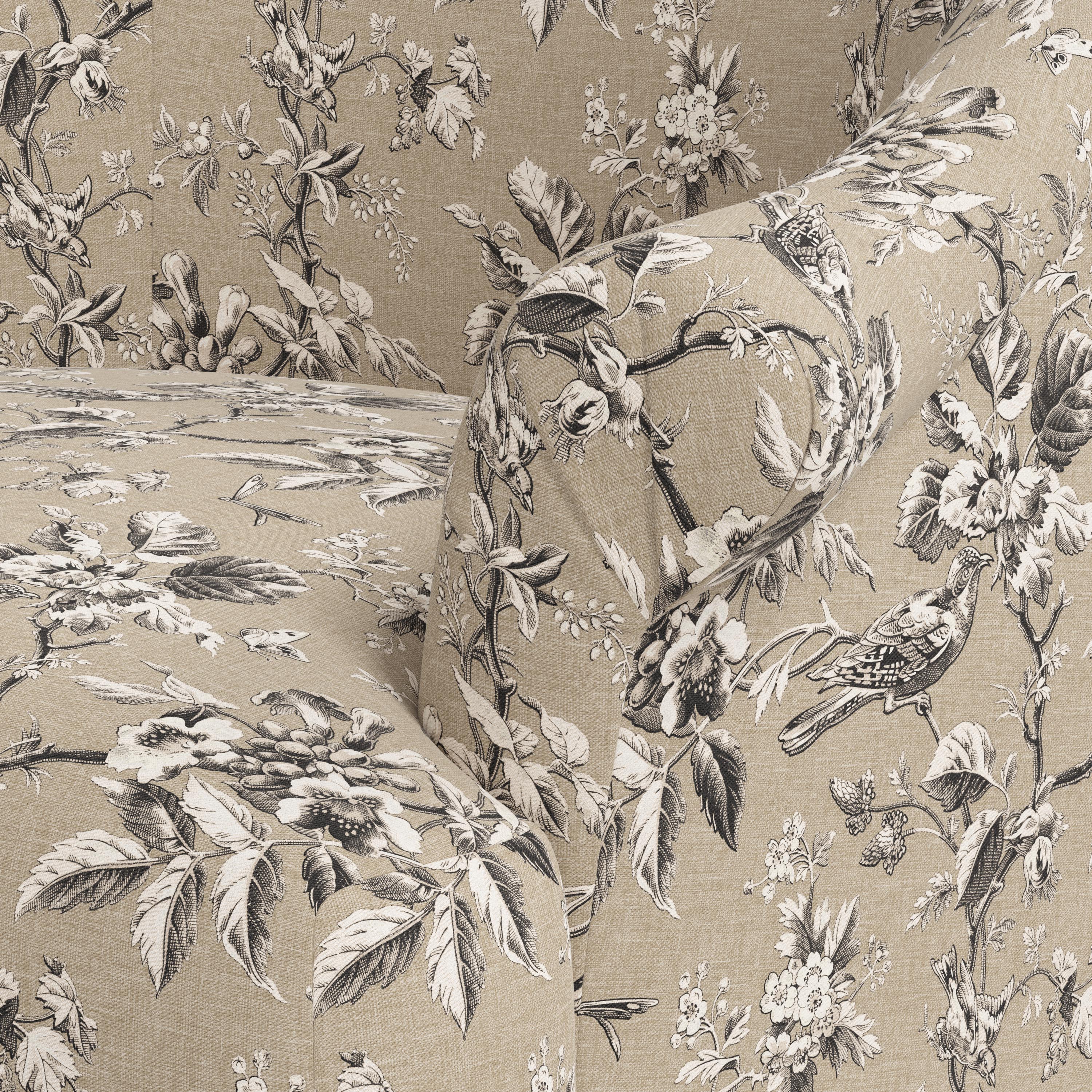 Marie Swivel Chair in Michigan Bird Toile Sand