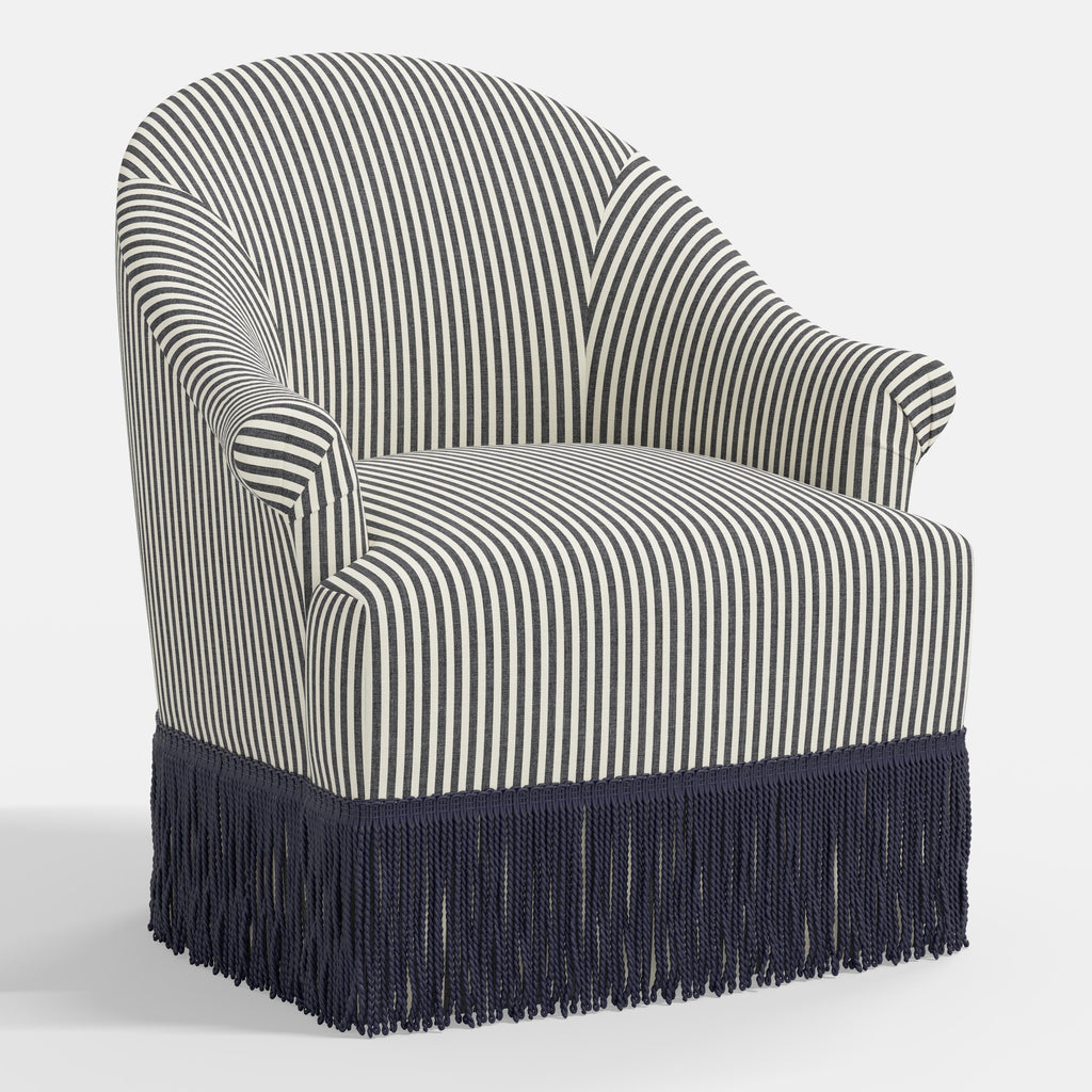 Marie Swivel Chair in Jane Stripe Carbon