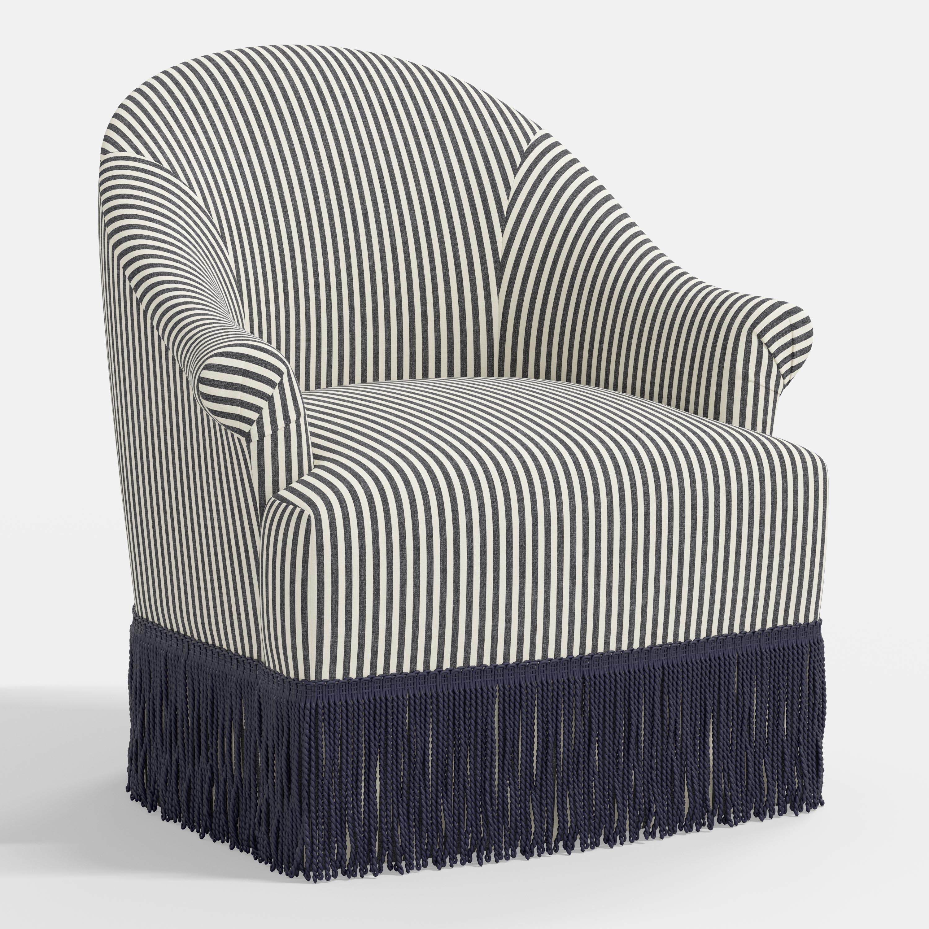 Marie Swivel Chair in Jane Stripe Carbon