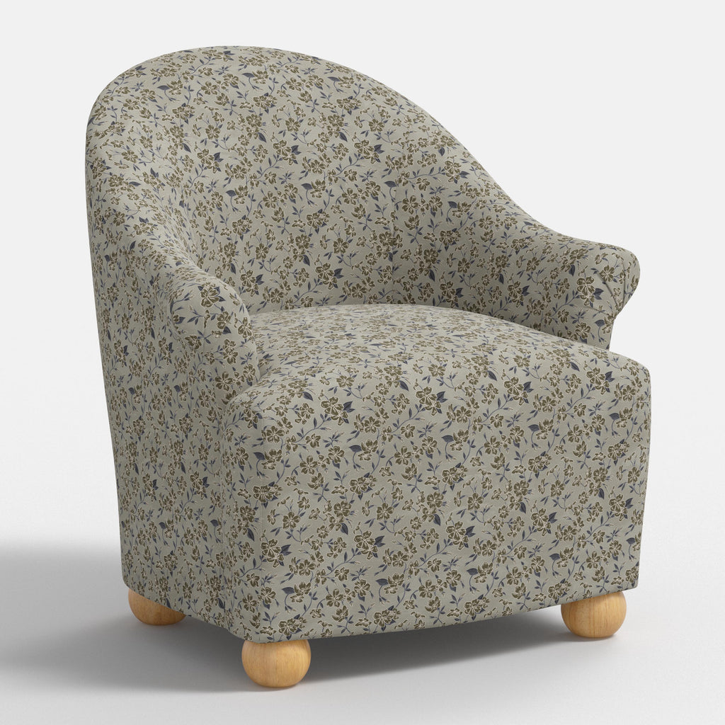 Marie Bun Foot Chair in Dogwood Floral Flint