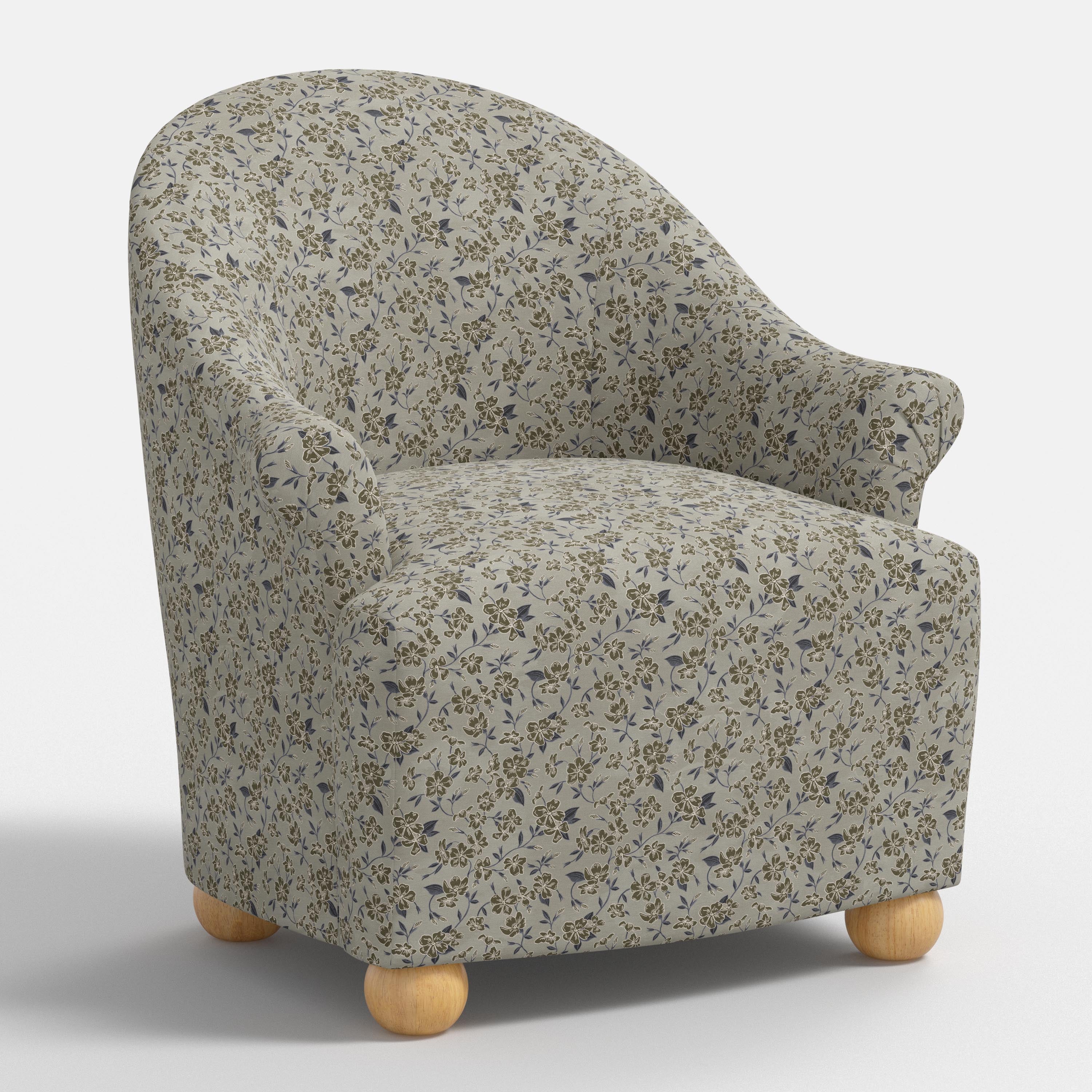 Marie Bun Foot Chair in Dogwood Floral Flint