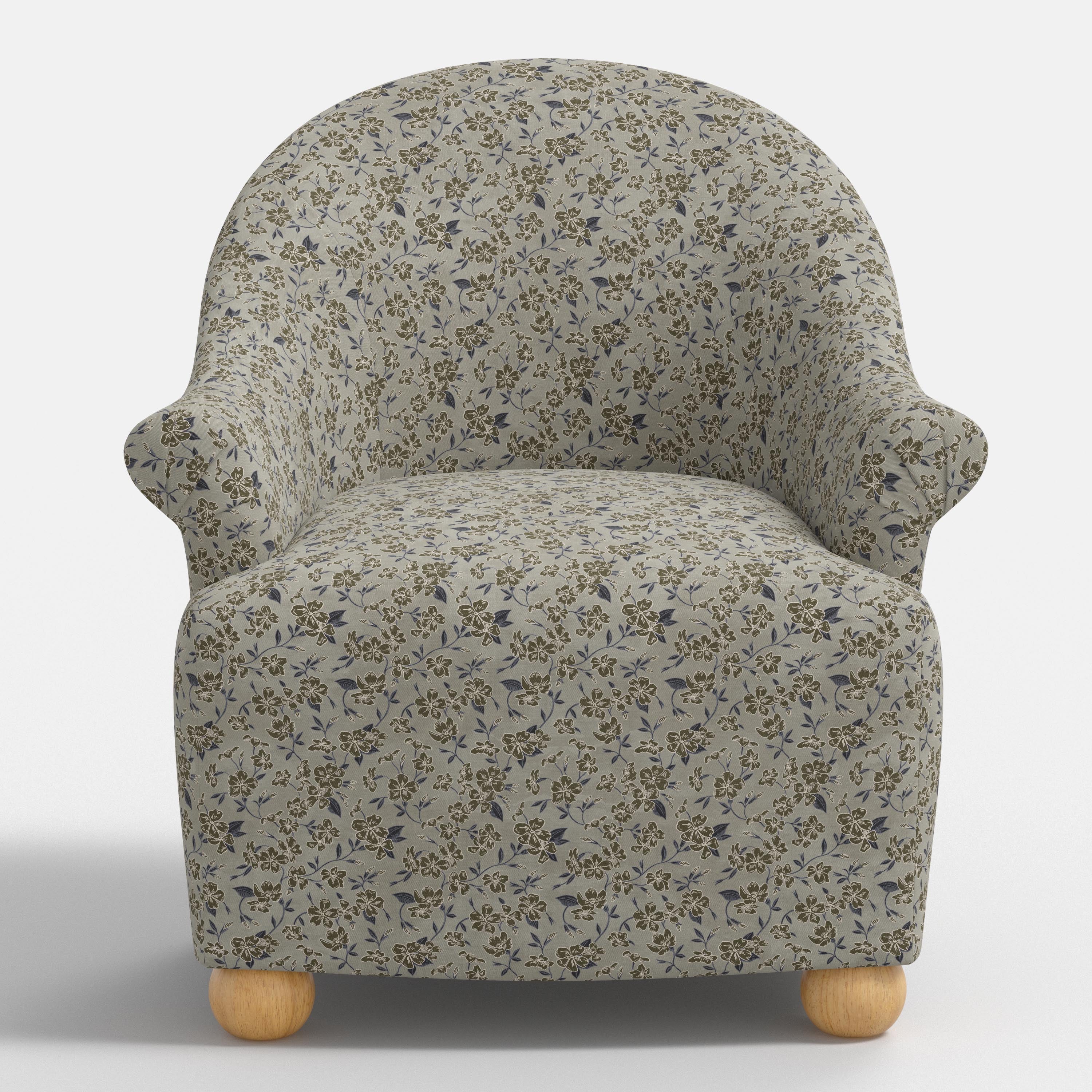 Marie Bun Foot Chair in Dogwood Floral Flint