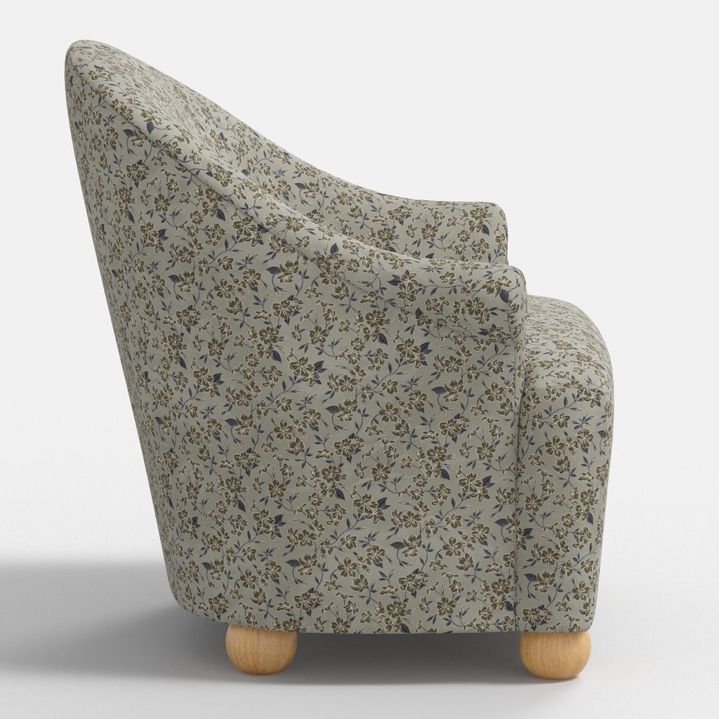 Marie Bun Foot Chair in Dogwood Floral Flint