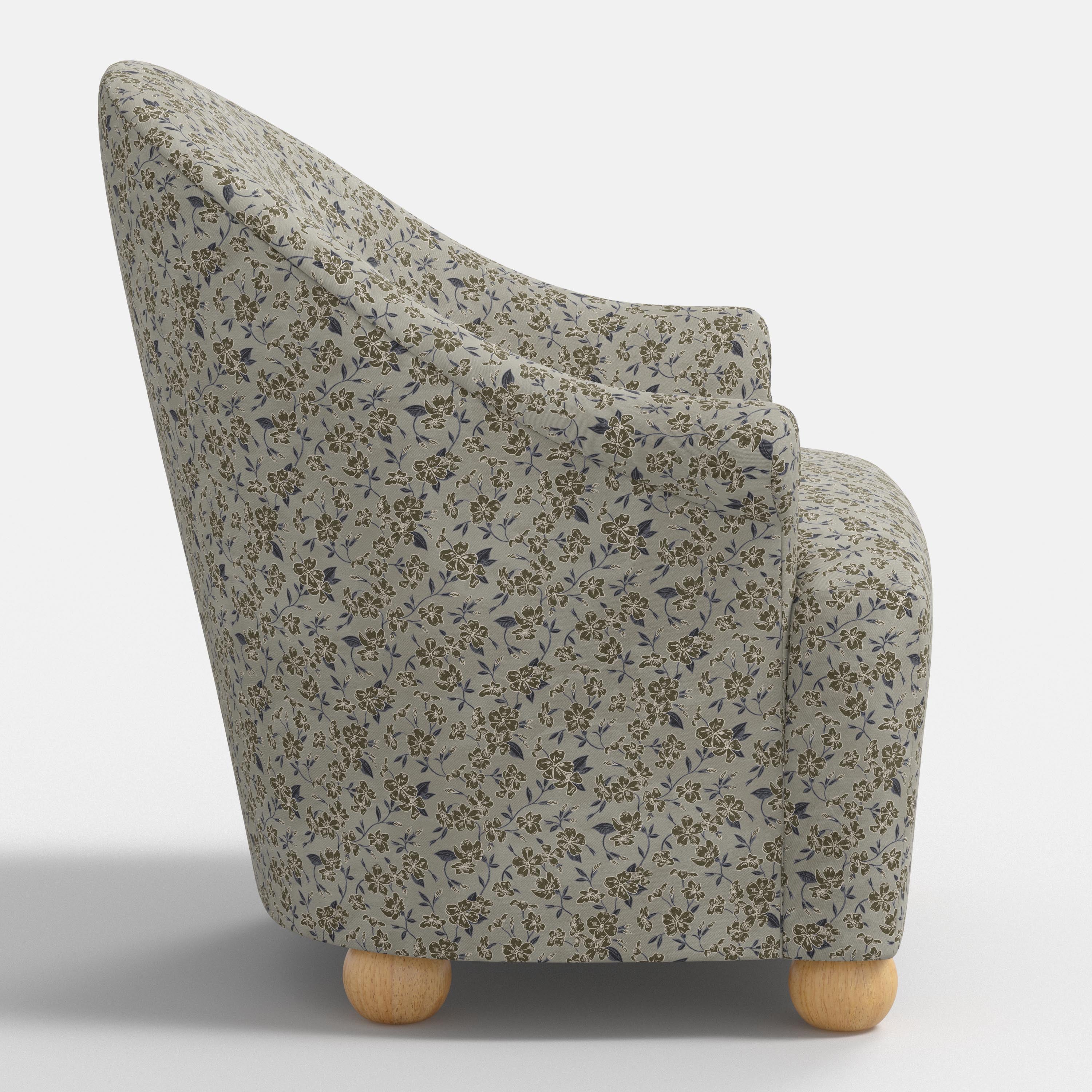 Marie Bun Foot Chair in Dogwood Floral Flint