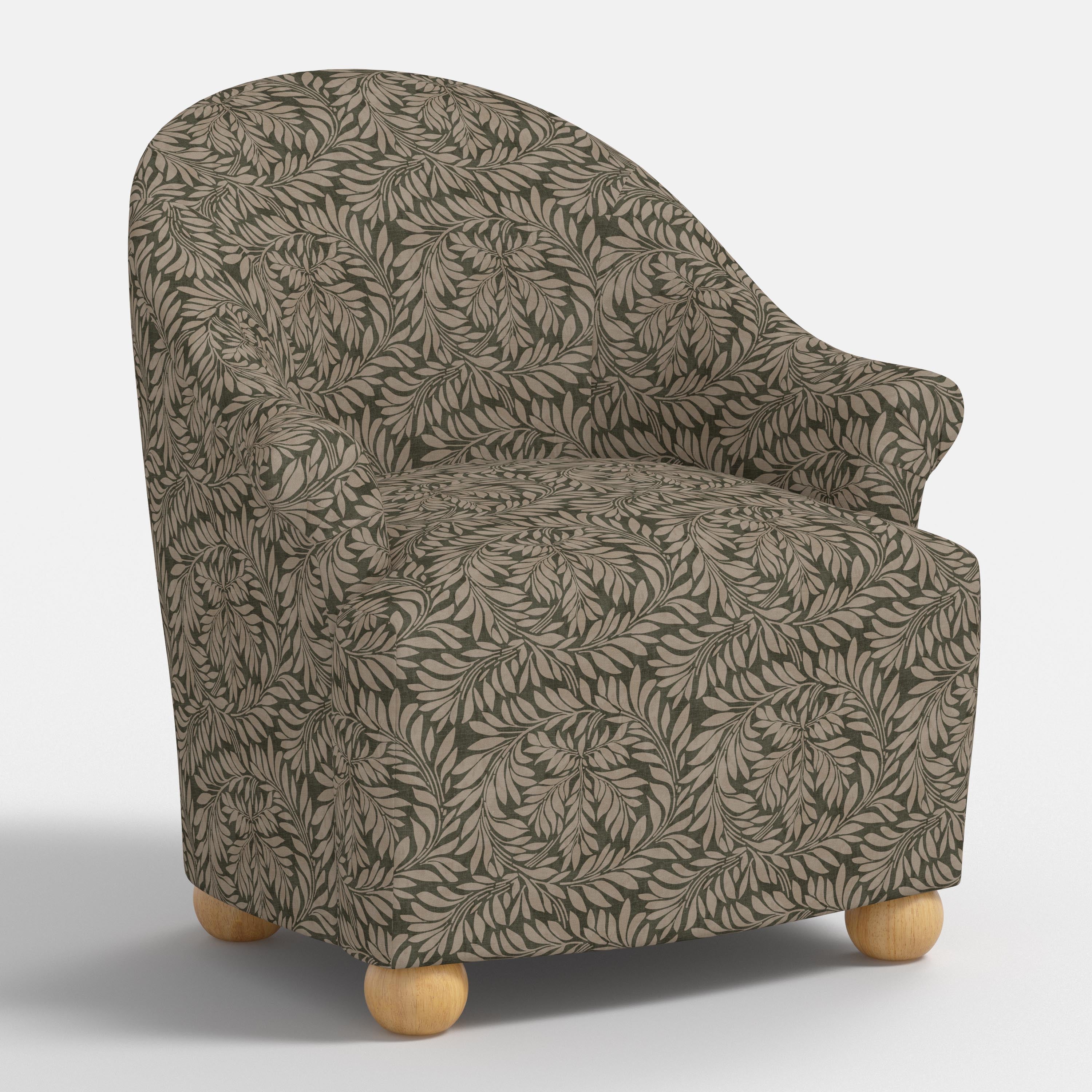 Marie Bun Foot Chair in Georgian Vine Olive Mauve