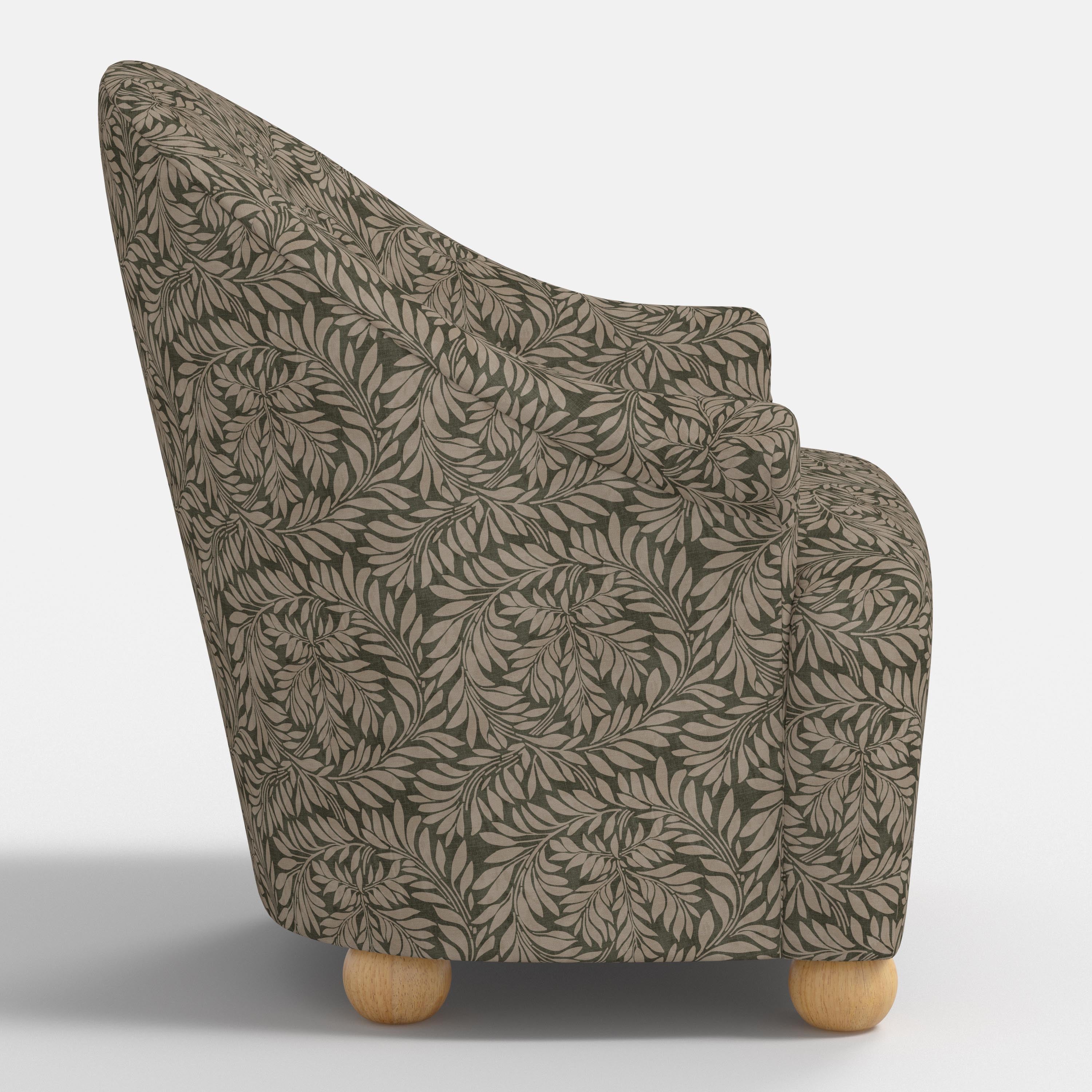 Marie Bun Foot Chair in Georgian Vine Olive Mauve