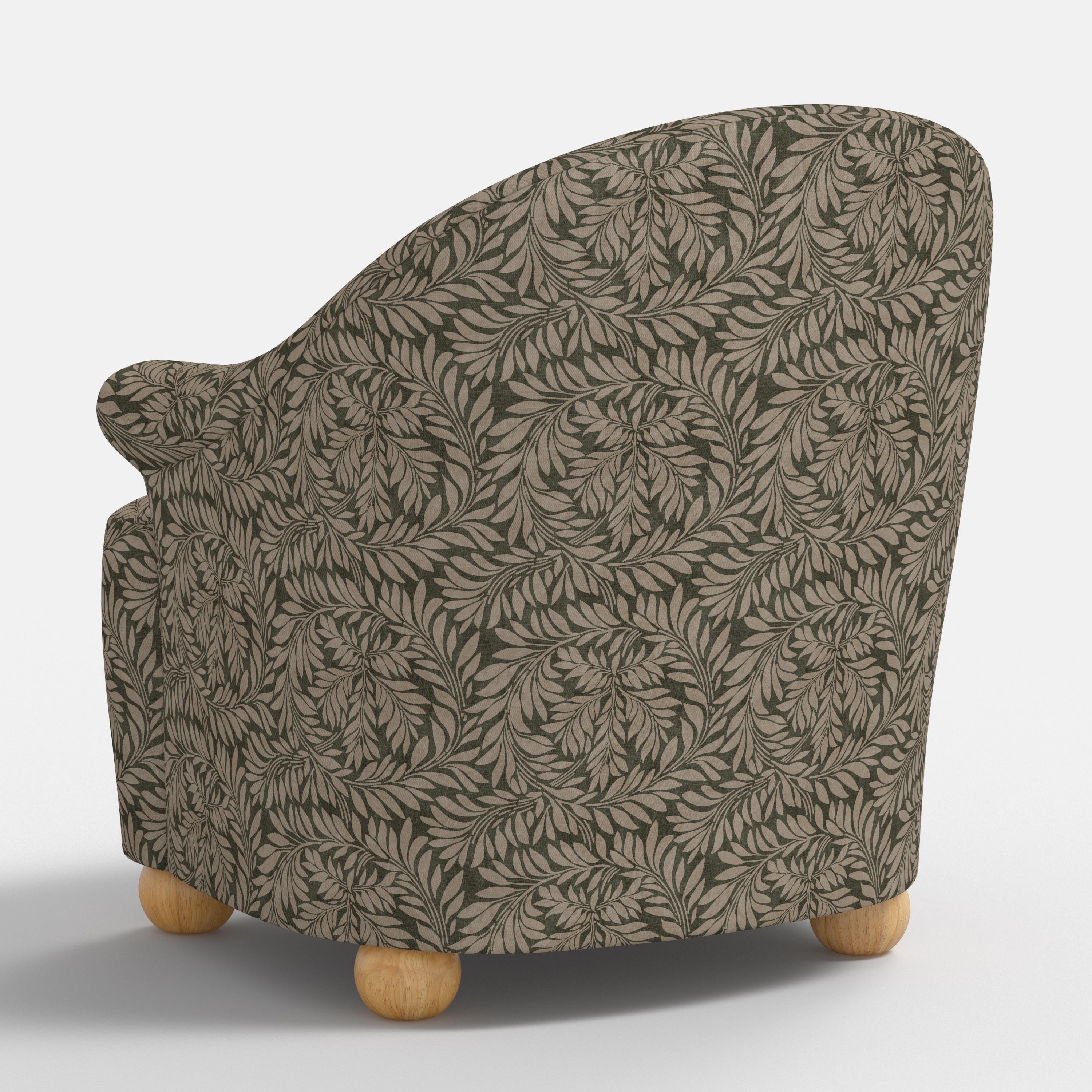 Marie Bun Foot Chair in Georgian Vine Olive Mauve