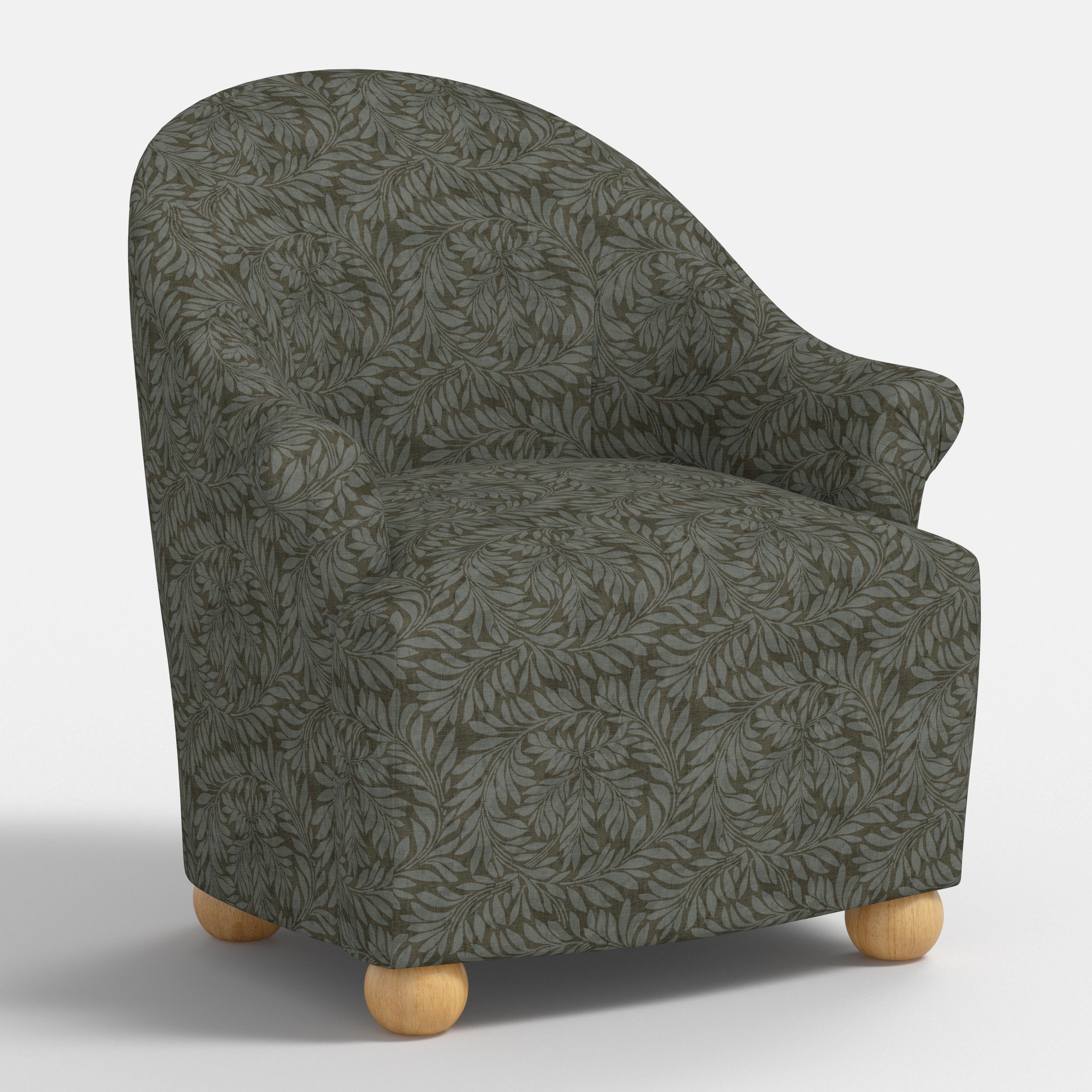 Marie Bun Foot Chair in Georgian Vine Olive Slate