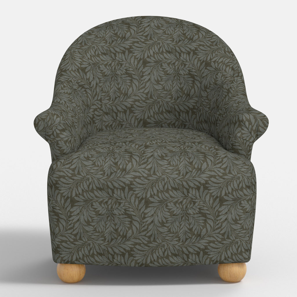 Marie Bun Foot Chair in Georgian Vine Olive Slate